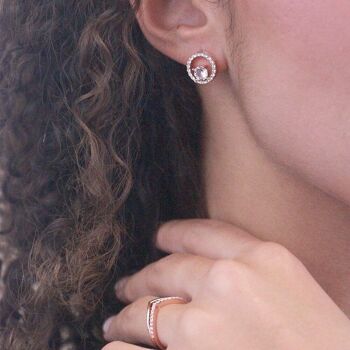 Boucles d'oreilles Desiree  - Or Rosé et cristal 5