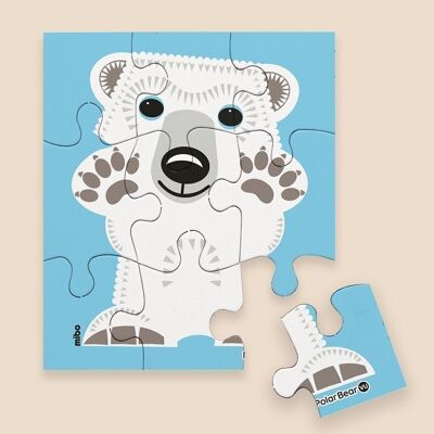 Puzzle infantil de 9 piezas Oso Polar - Hecho en Francia