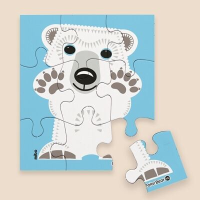 Puzzle per bambini da 9 pezzi Orso Polare - Prodotto in Francia