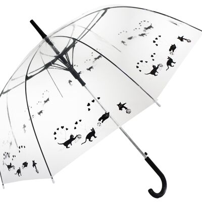 Regenschirm - Black Cats Straight Transparent, Regenschirm, Parapluie, Paraguas