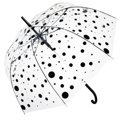Umbrella - Black Polka Dot Straight Transparent, Regenschirm, Parapluie, Paraguas