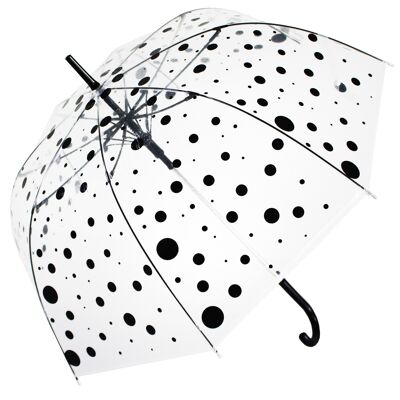 Umbrella - Black Polka Dot Straight Transparent, Regenschirm, Parapluie, Paraguas