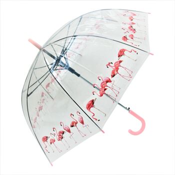 Parapluie, Flamingo flocks Straight Transparent, Regenschirm, Parapluie, Paraguas 1