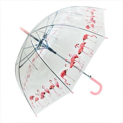 Parapluie, Flamingo flocks Straight Transparent, Regenschirm, Parapluie, Paraguas