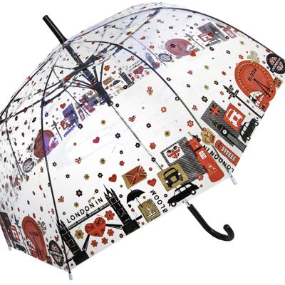 Umbrella, London in Blooms Straight Transparent, Regenschirm, Parapluie, Paraguas