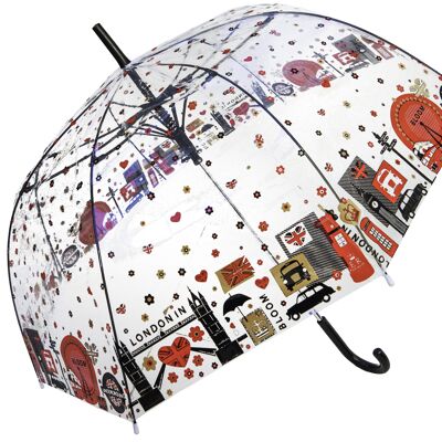 Regenschirm, London in Blooms Straight Transparent, Regenschirm, Parapluie, Paraguas