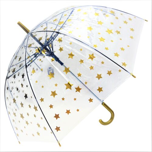 Umbrella - Gold Star Straight Transparent, Regenschirm, Parapluie, Paraguas