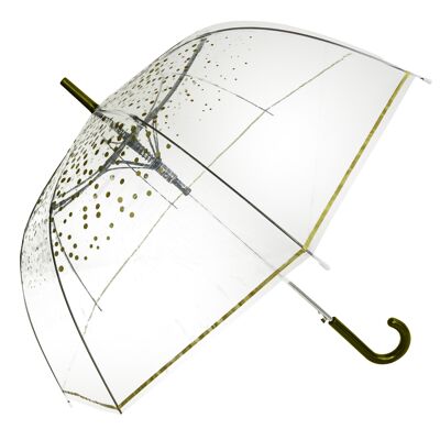 Umbrella - Gold Polka Straight Transparent, Regenschirm, Parapluie, Paraguas