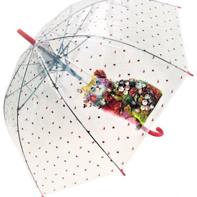 Umbrella Bucolic Cat Straight Transparent, Regenschirm, Parapluie, Paraguas