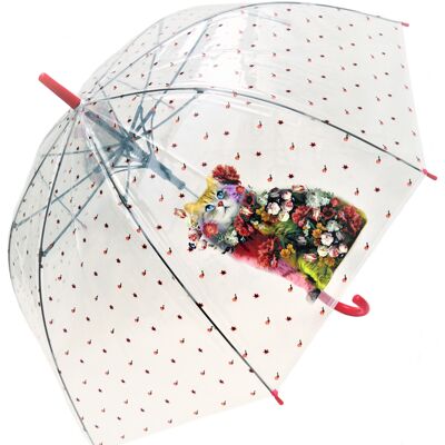 Ombrello Bucolico Gatto Dritto Trasparente, Regenschirm, Parapluie, Paraguas