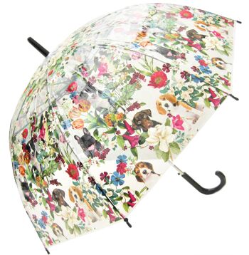 Parapluie - Puppies in Floral Garden Straight Transparent, Regenschirm, Parapluie, Paraguas
