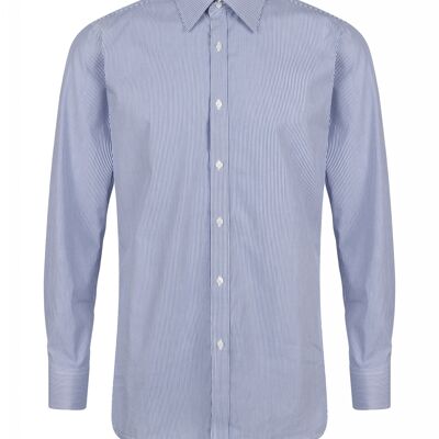 Formelles Straight Point Slim Fit Shirt - Dunkelblau gestreift