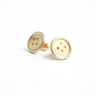 Silver button earrings with gold