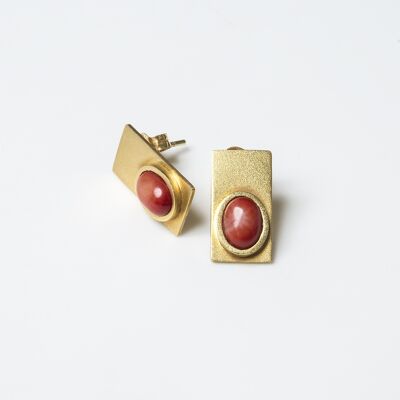 Boucles d'oreilles rectangulaires corail