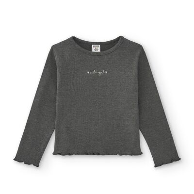 Girl's anthracite-grey T-shirt CESICA