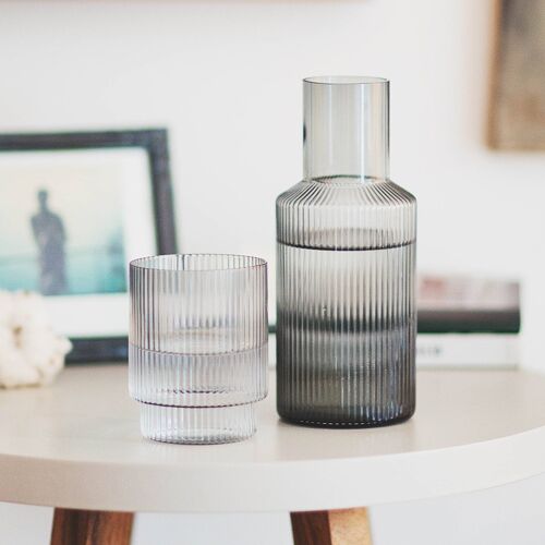 Grey Ripple Carafe & Glass Set