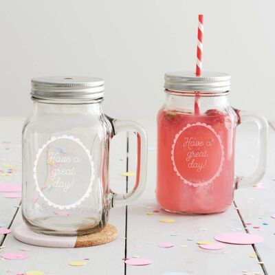 Have A Great Day' Handled Drinking Jar