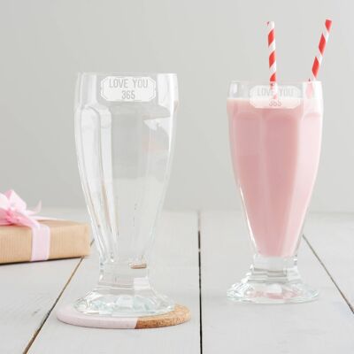 Love You 365' Milkshake Glass
