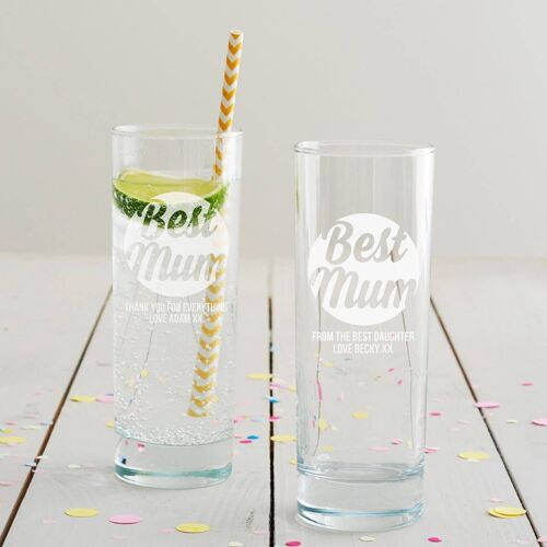 Personalised 'Best Mum' Hi Ball Glass