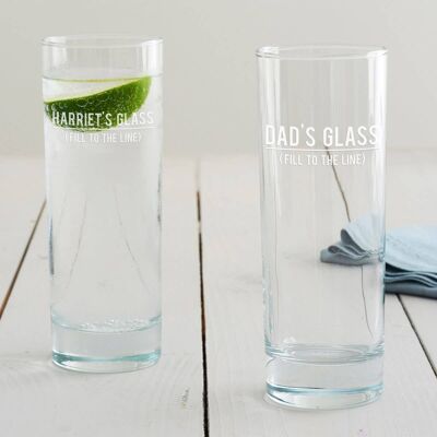 Personalised 'Fill To The Line' Hi Ball Glass