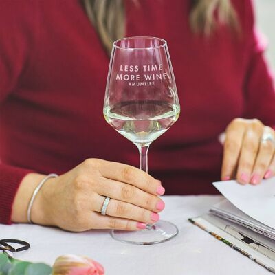 Personalised 'Less Time, More Wine' Wine Glass