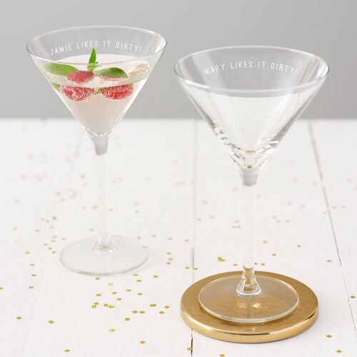 Personalised 'Likes It Dirty!' Martini Glass