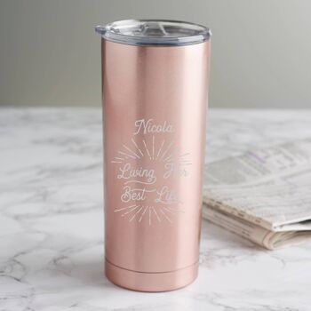 Tasse de voyage personnalisée 'Living Her Best Life' 1