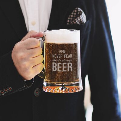 Personalised 'Never Fear' Beer Tankard