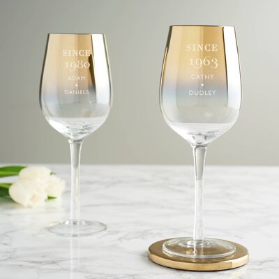 Personalised 'Since' Birthday Gold Wine Glass