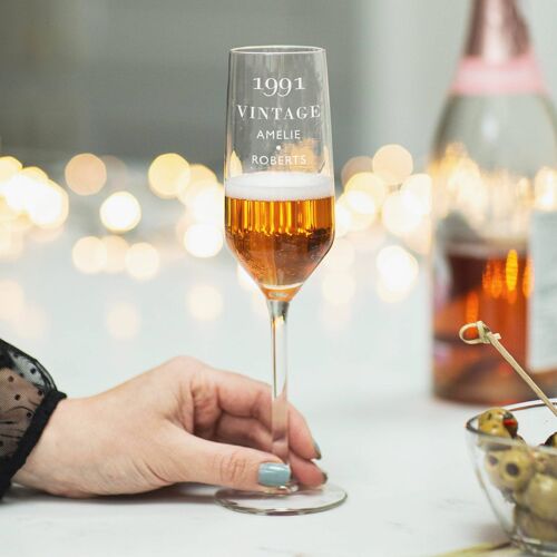 Personalised 'Vintage' Birthday Champagne Flute