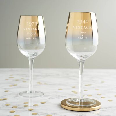Personalised 'Vintage' Birthday Gold Wine Glass