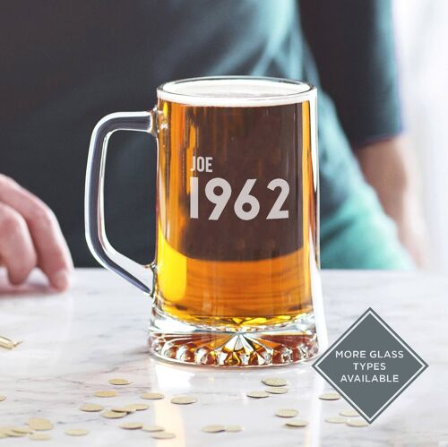 Personalised 1962 60th Birthday Glass