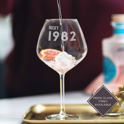 Personalised 1982 40th Birthday Glass