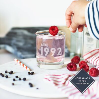 Personalised 1992 30th Birthday Glass