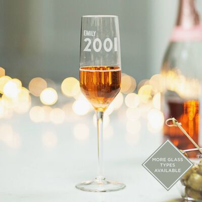 Personalised 2001 21st Birthday Glass