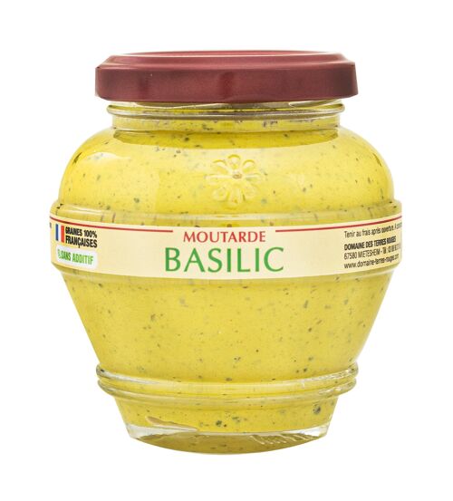 Moutarde au Basilic 100% graines françaises sans additifs 200g
