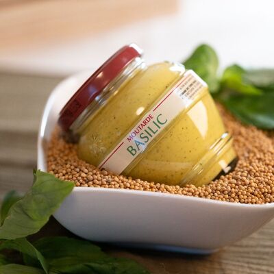 Moutarde au Basilic 100% graines françaises sans additifs 200g