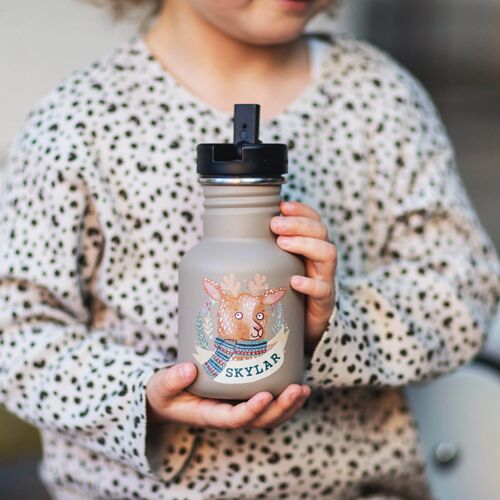 Personalised Animal Illustration Water Bottle For Kids