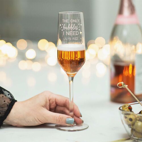 Personalised Bubbles Champagne Glass