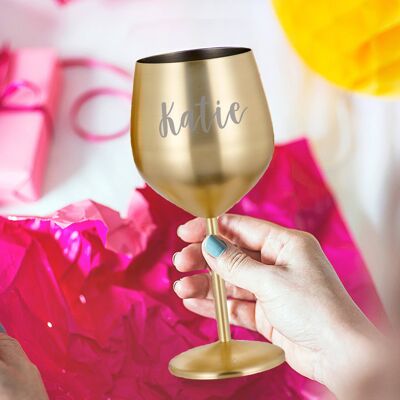 Personalised Gold Metal Glass