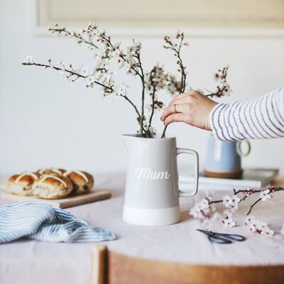 Personalised Grey Jug Vase for Mum