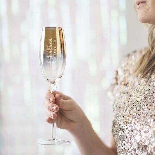Personalised Hen Party Metallic Champagne Flute