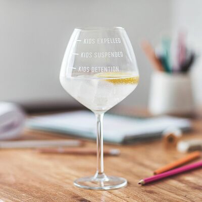 Personalised Home Schooling Measures Gin Glass