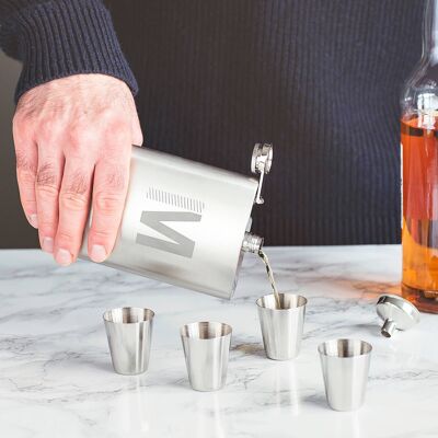 Personalised Initial Hip Flask & Cup Set