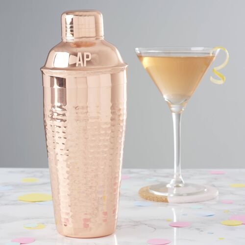 Personalised Initials Hammered Copper Cocktail Shaker