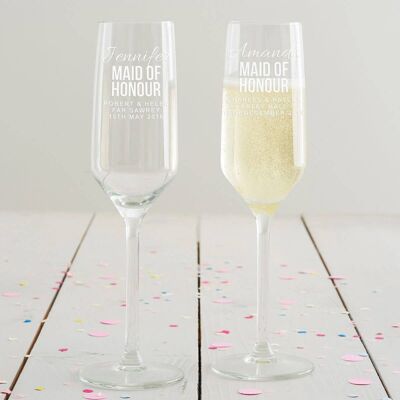 Personalised Maid Of Honour Wedding Glass
