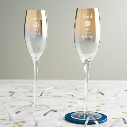 Personalised Special Age Metallic Champagne Flute For Her