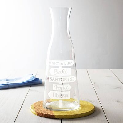 Personalised Travel Signpost Carafe