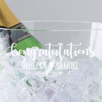 Seau à champagne en cristal de mariage personnalisé 2