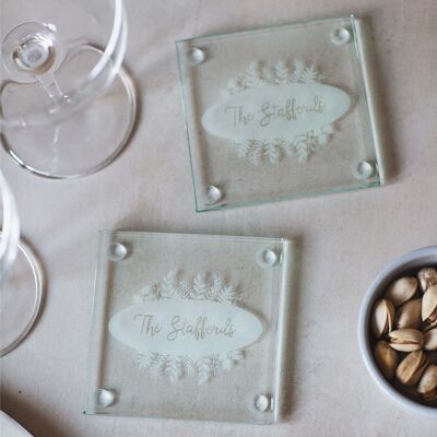 Personalised Wreath Wedding Coaster Set